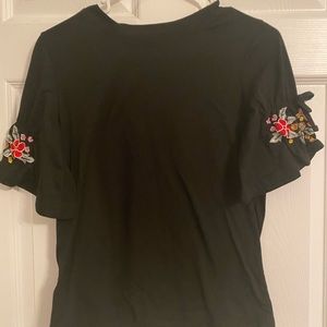 3 for $25 black embroidered tee